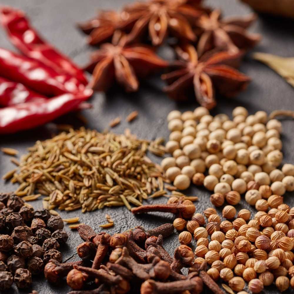Fruits and spices selection